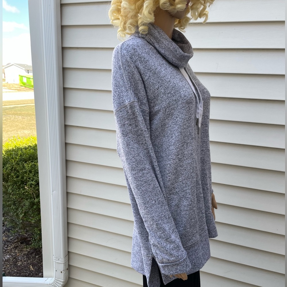 Old Navy Gray Large Funnel-Neck Sweater Long Sleeves Oversized Extra Long Large - Picture 10 of 15